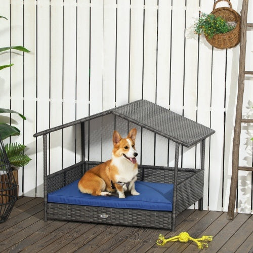 Wicker Dog House With Canopy