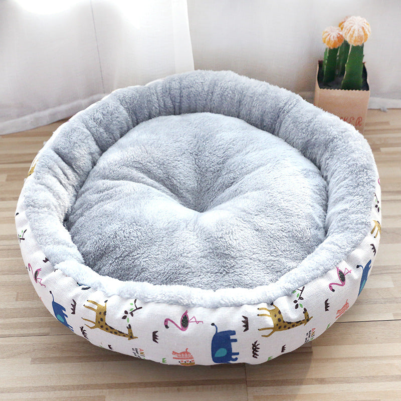 Soft Round Plush Pet Nest Bed