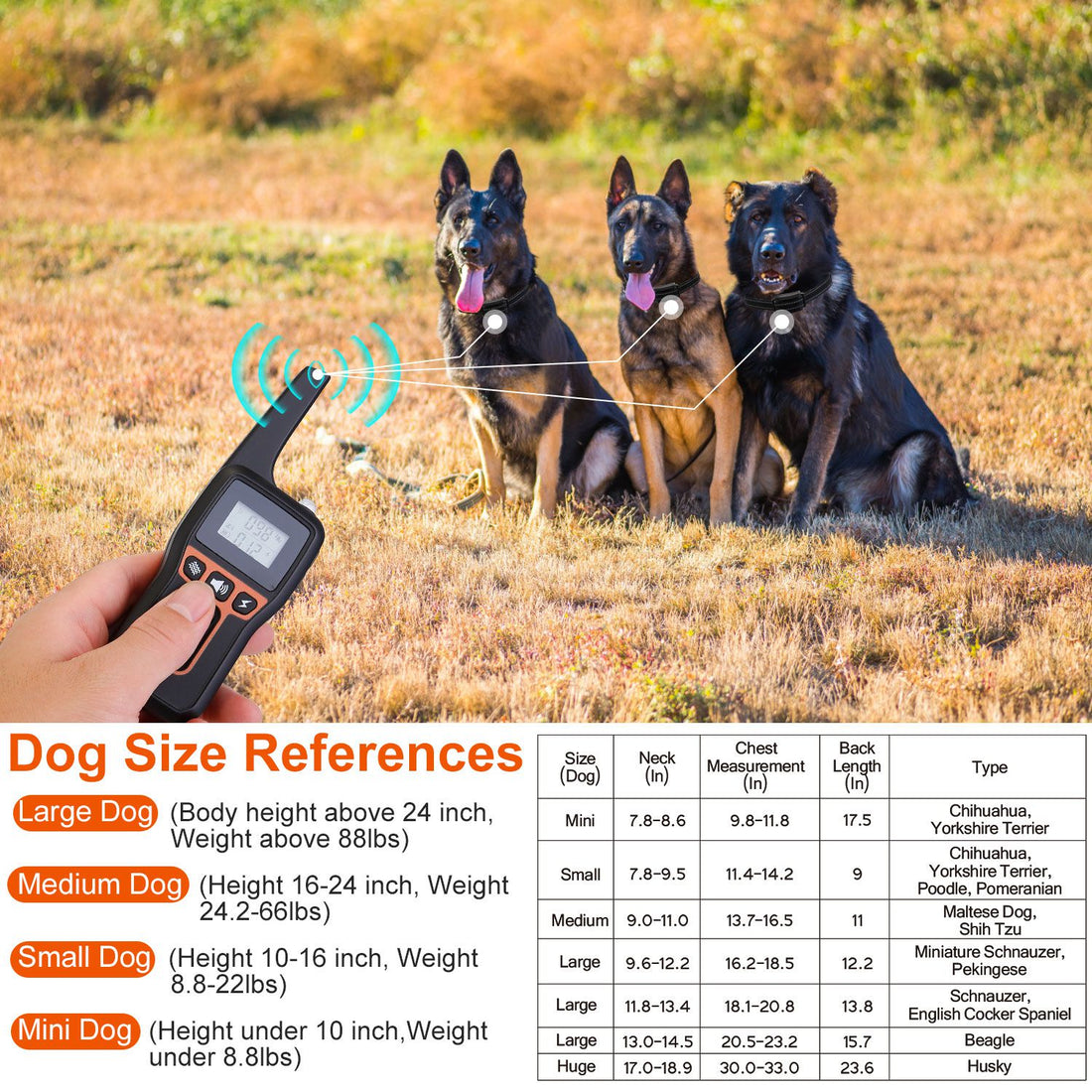 IP67 Waterproof Receiver & 3-Mode Dog Trainer