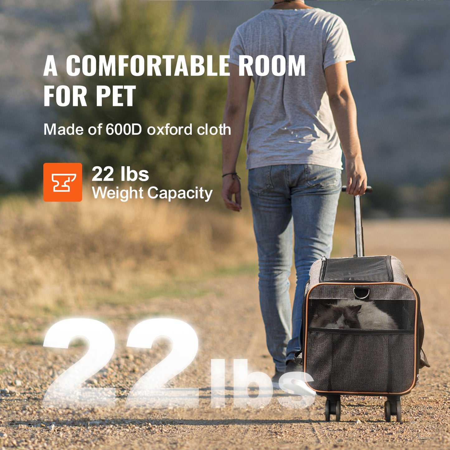 Airline Pet Carrier with Wheels for Cats