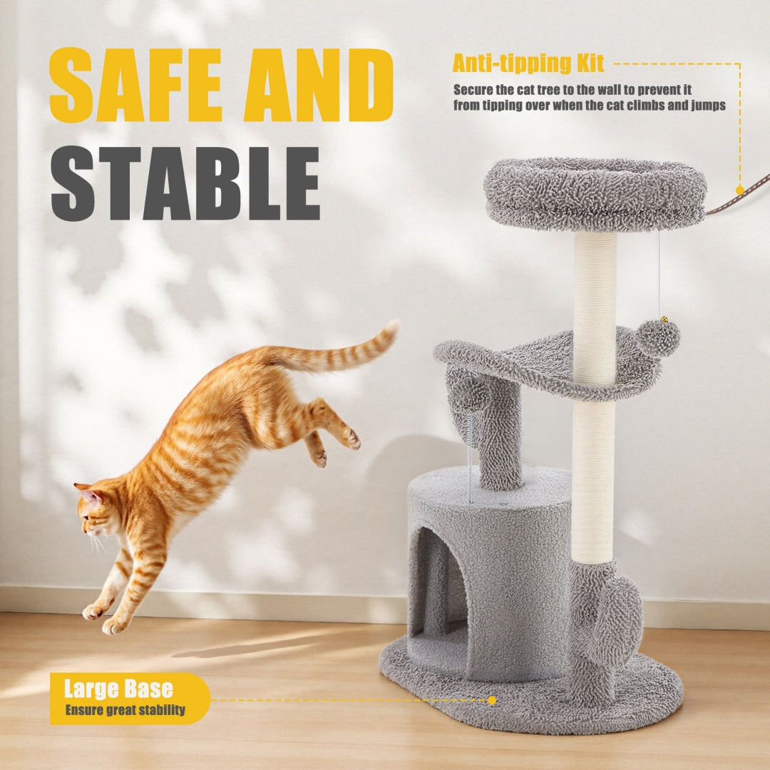 Cat Tree Scratching Post with Curved Bed