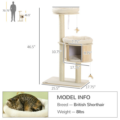 3-Level Cat Tree with Sisal Scratching Posts
