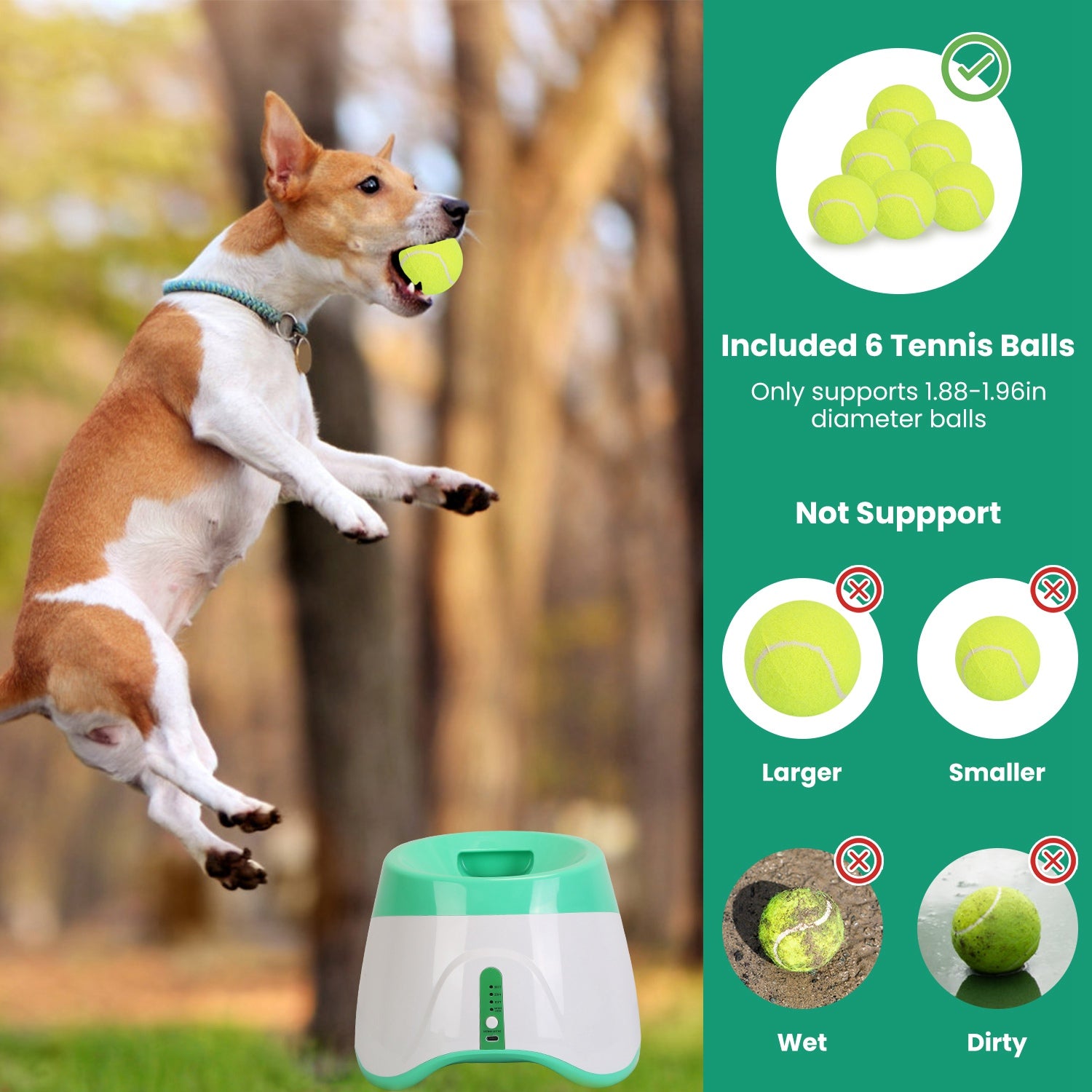 Automatic Dog Ball Launcher + 6 Tennis Balls