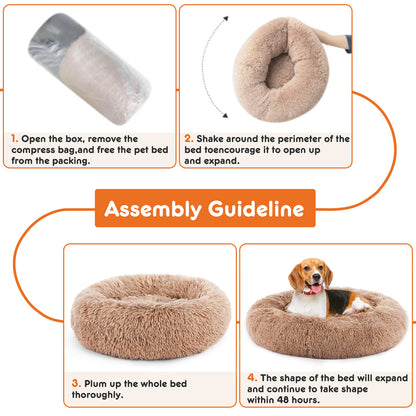 Anti-Slip Round Faux Fur Pet Bed
