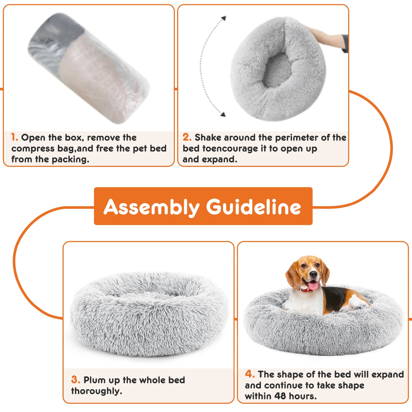 Anti-Slip Round Faux Fur Pet Bed