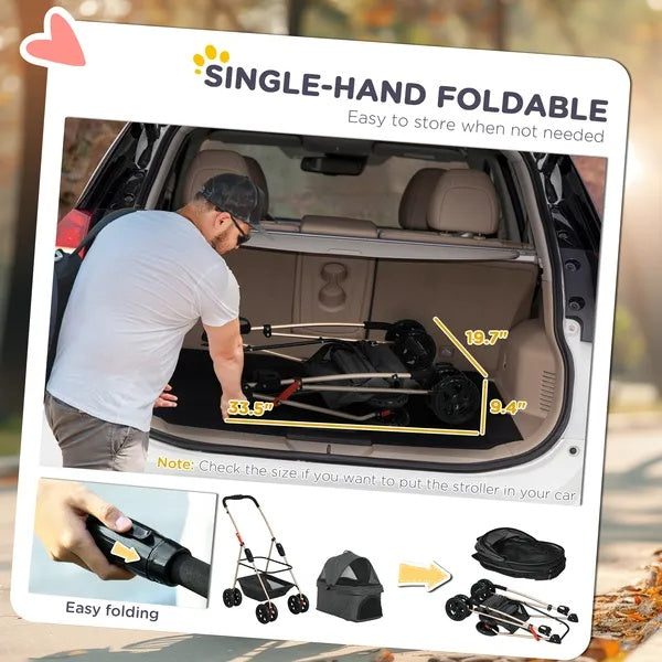 3 In 1 Pet Stroller With Detachable Carrier