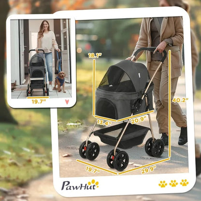 3 In 1 Pet Stroller With Detachable Carrier