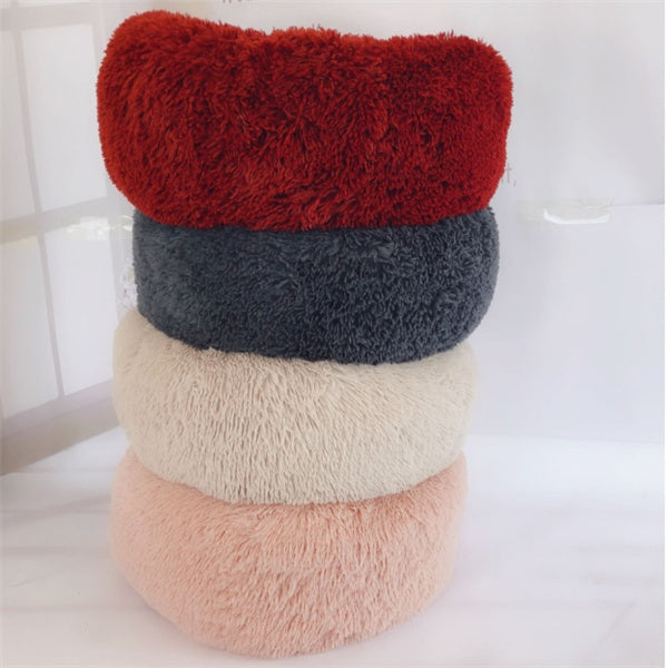 Round Plush Donut Pet Bed
