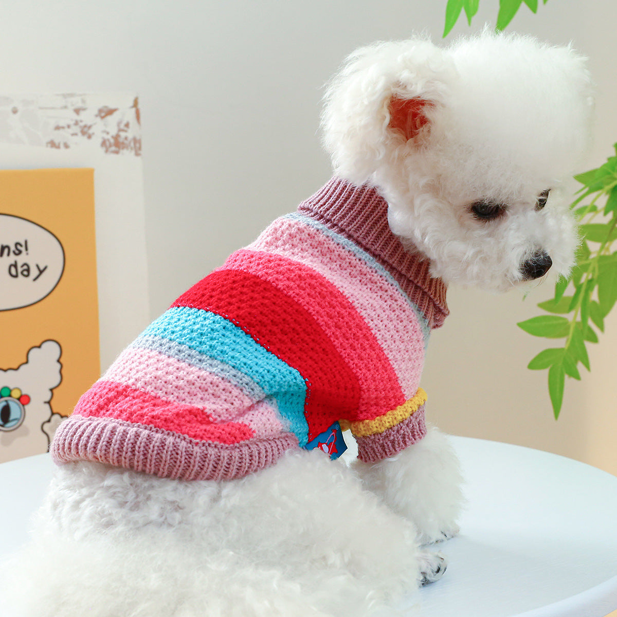 Rainbow Colorful Stripes Pet Sweater