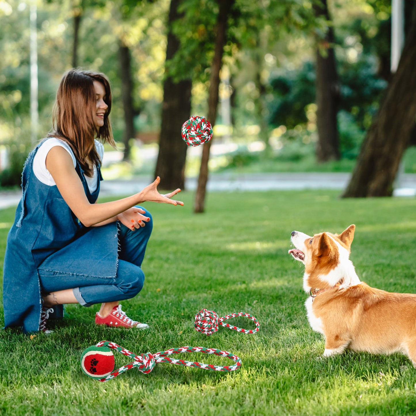 5Pcs Christmas Dog Rope Chew Toys