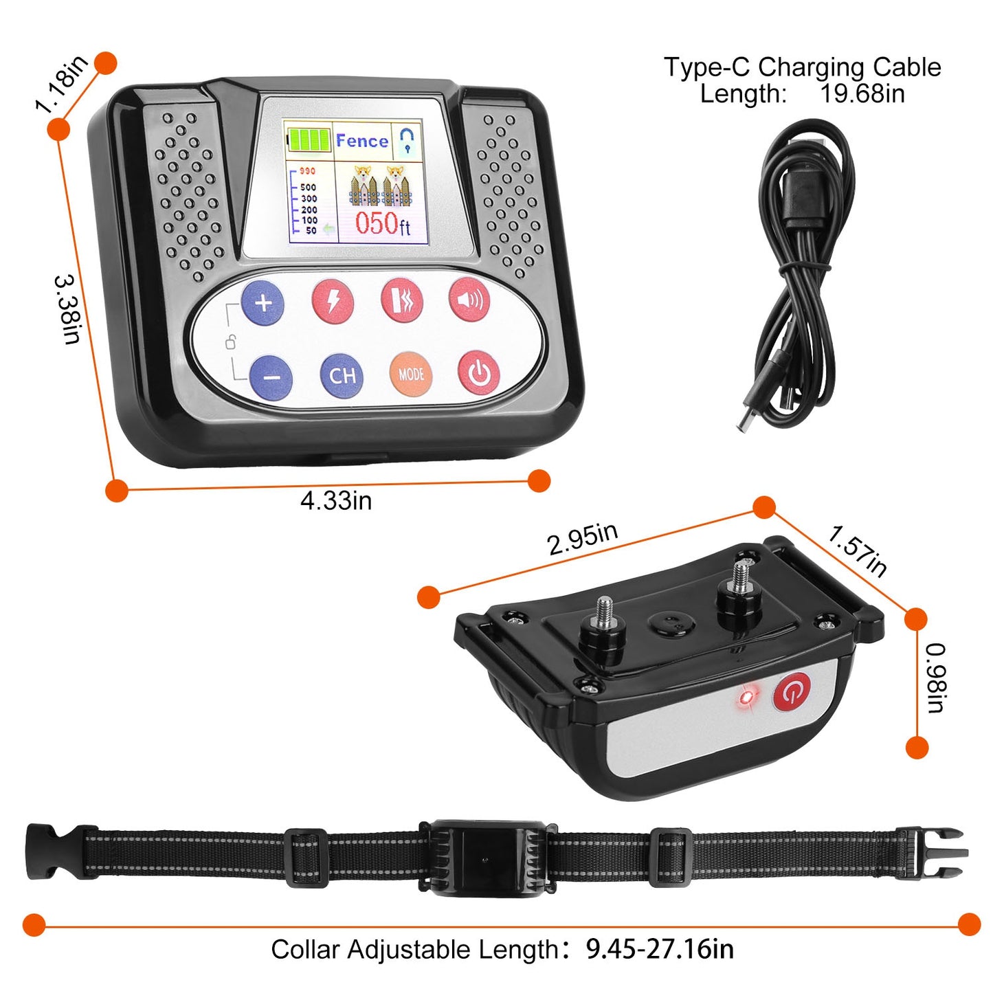 990FT Range Dog Wireless Training Collar