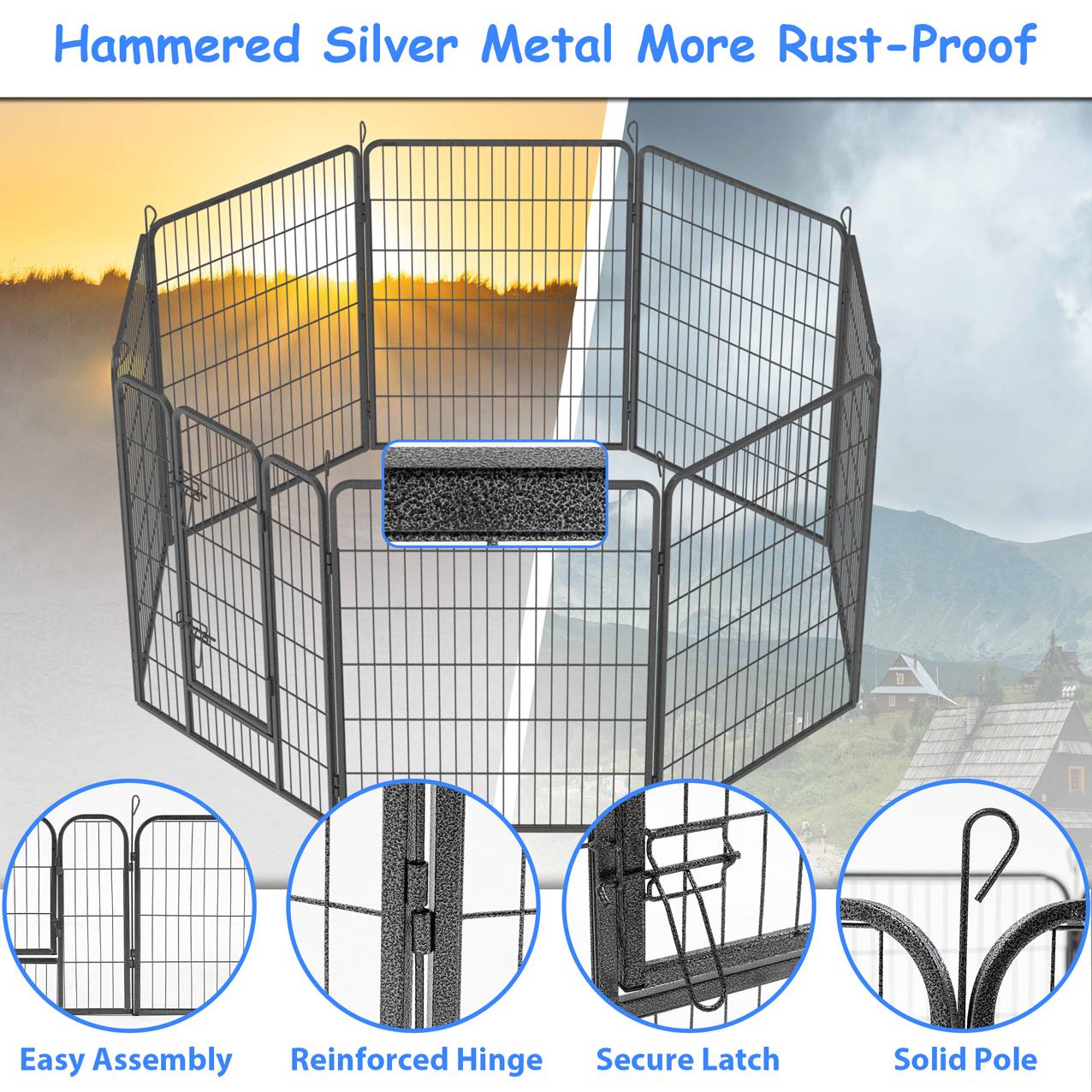 Heavy-Duty 8 Foldable Panels Dog Playpen