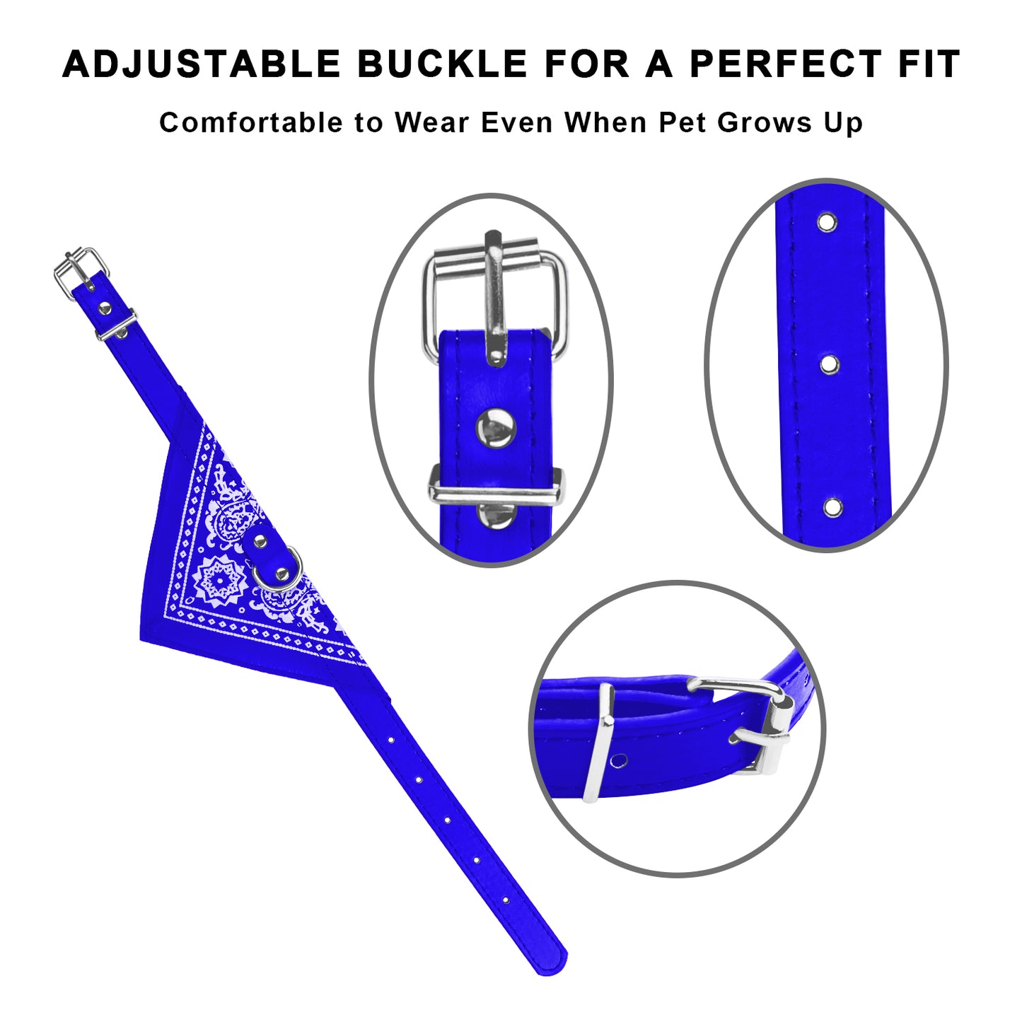 Adjustable Bandana Leather Pet Collar