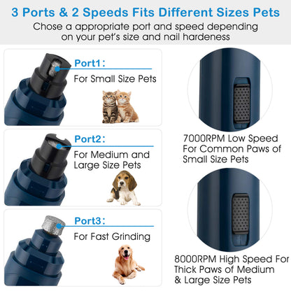 2 Speeds Cordless Dog Nail Grinder