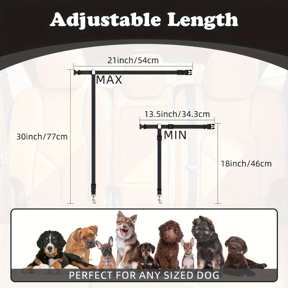2-Pack Dog & Cat Safety Seat Belt Straps