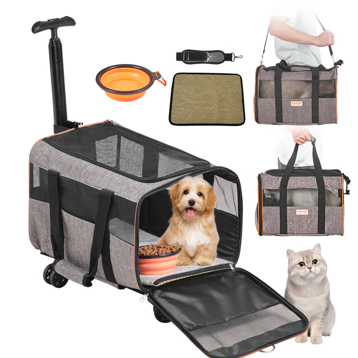 Airline Pet Carrier with Wheels for Cats