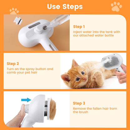 3 In 1 Pet Grooming Steam Brush