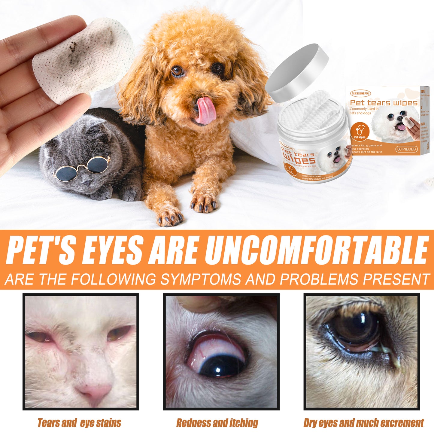 Pet Tear Stains Eye Cotton Wipes