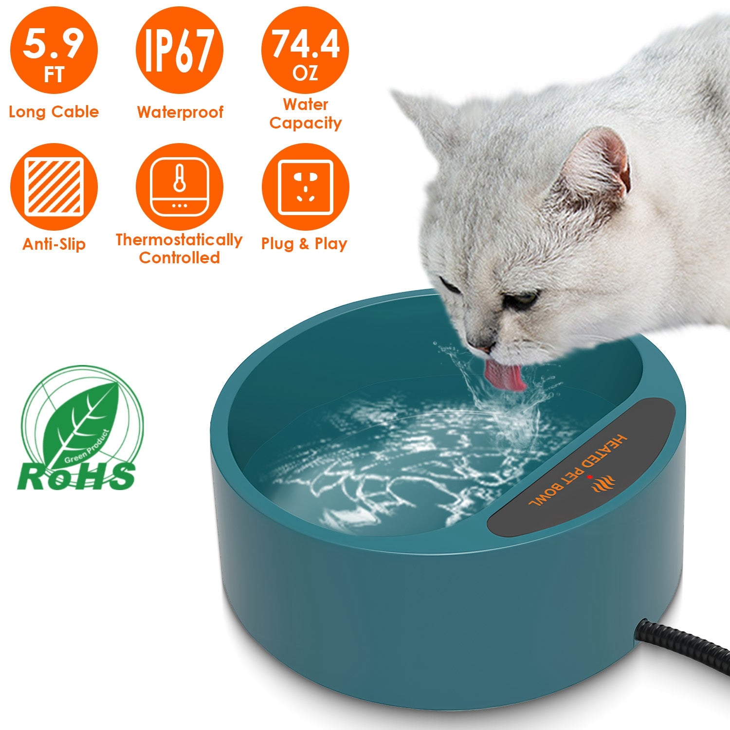Thermal Dish Heated Water Pet Bowl
