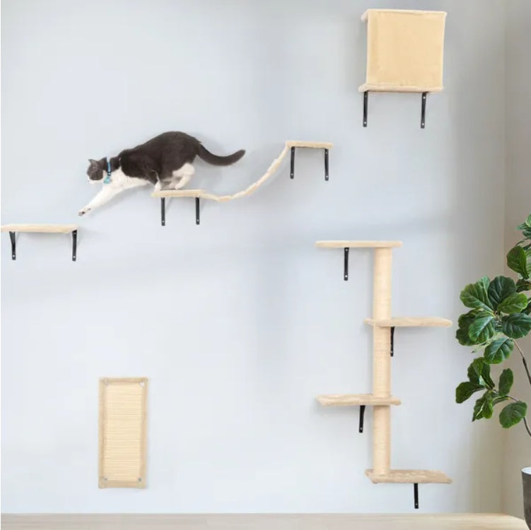 5 Pcs Wall Mounted Cat Climber Floating Set