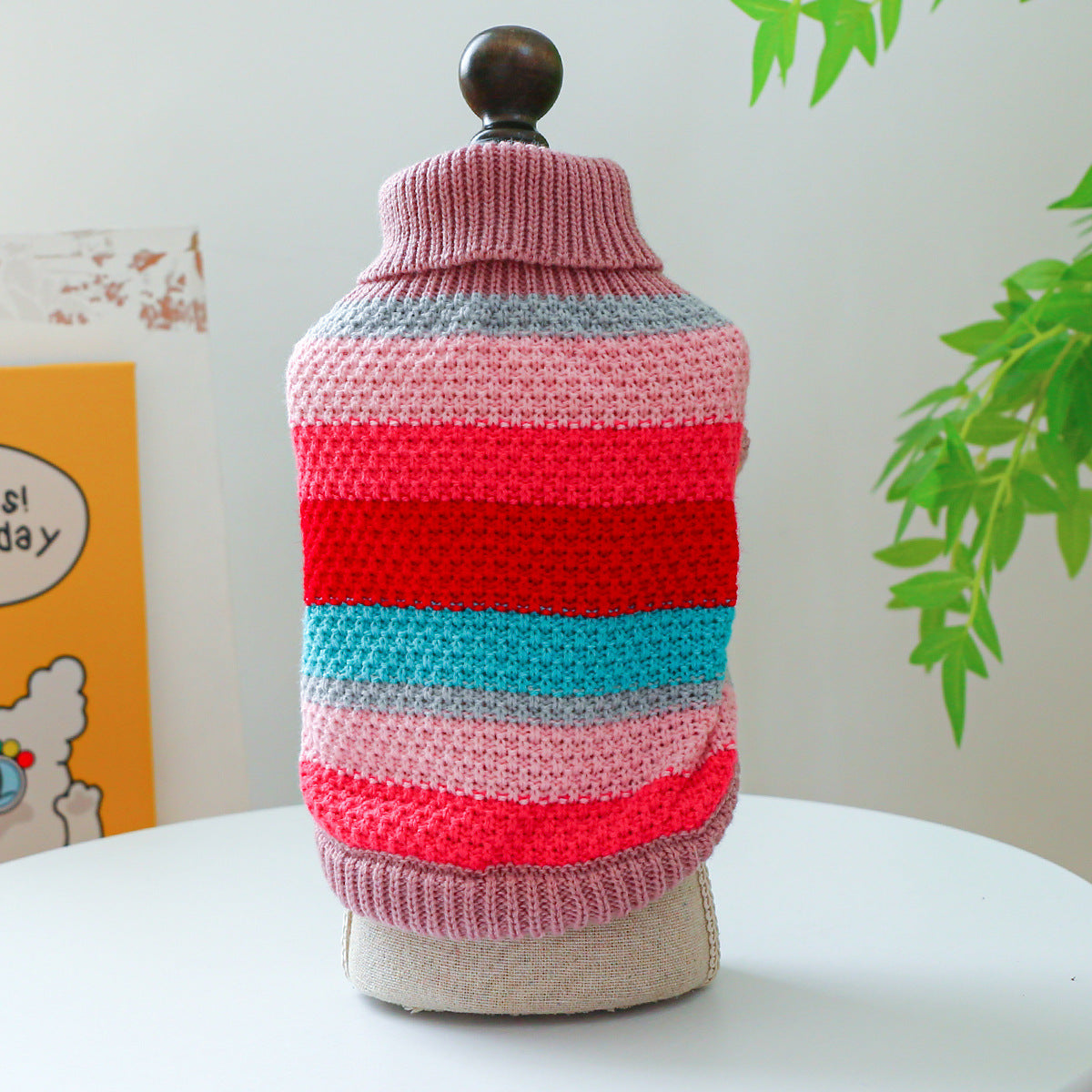 Rainbow Colorful Stripes Pet Sweater