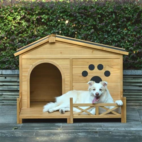 Wooden Dog House Outdoor With Porch