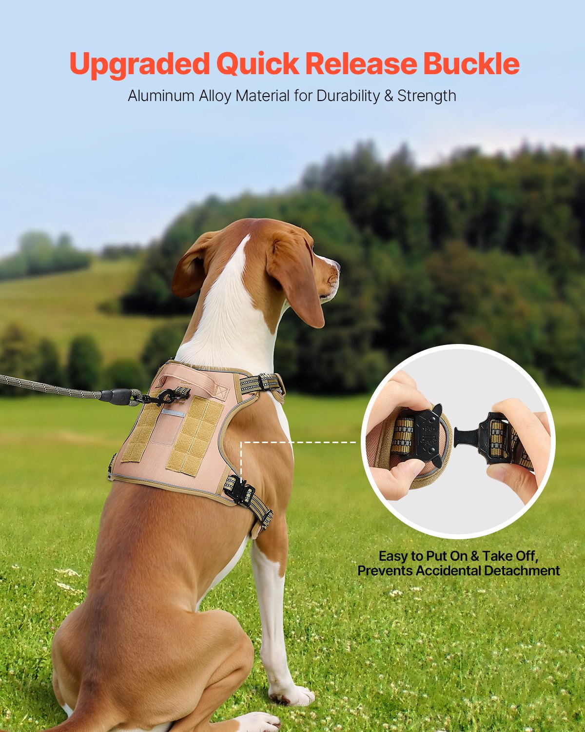 No Pull Tactical Dog Harness | Adjustable Dog Harness for Large