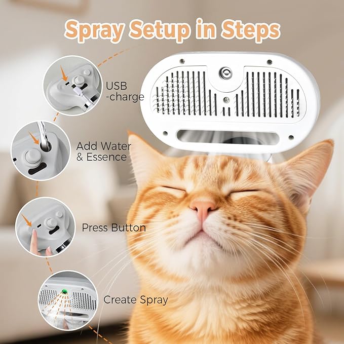 3 In 1 Pet Grooming Steam Brush