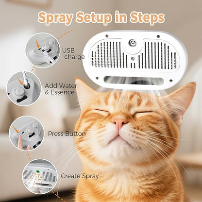 3 In 1 Pet Grooming Steam Brush