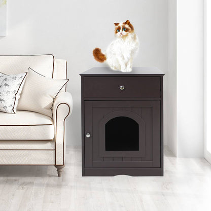 Wooden Indoor Cat House With Drawer