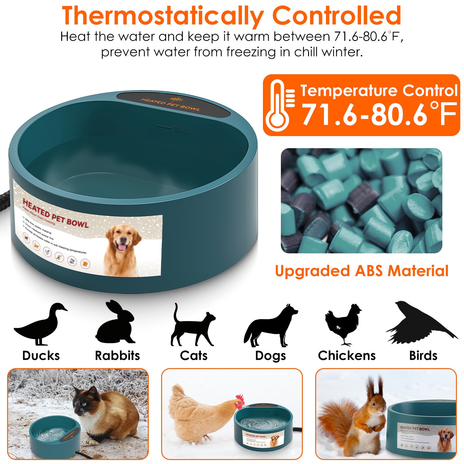 Thermal Dish Heated Water Pet Bowl