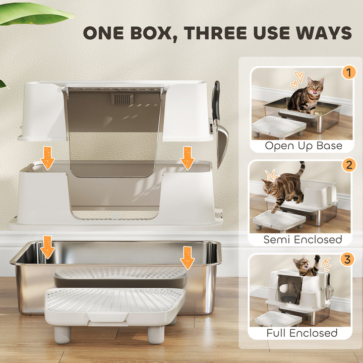 Stainless Steel Durable Enclosed Cat Litter Box