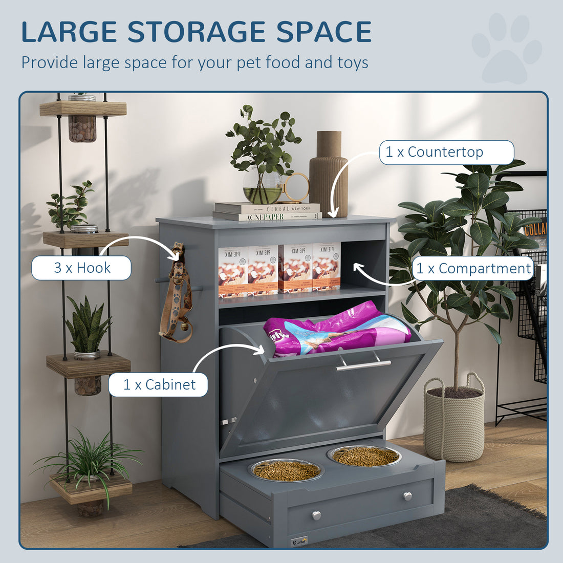 Pet Feeder Station & Storage Cabinet