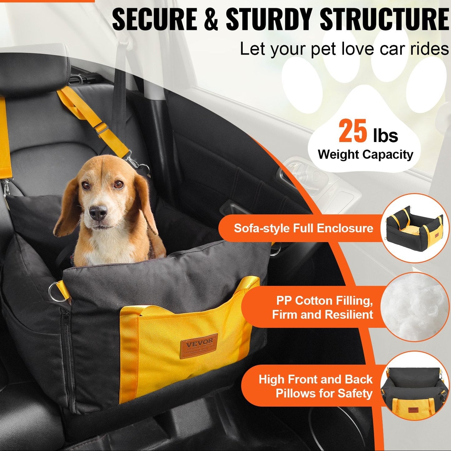 Pet Car Seat for Small Dogs Up to 25 lbs