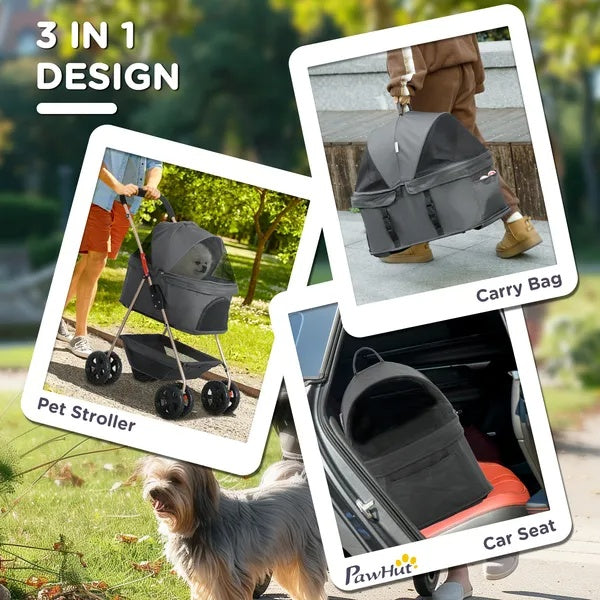 3 In 1 Pet Stroller With Detachable Carrier
