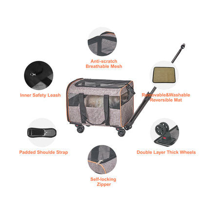 Airline Pet Carrier with Wheels for Cats