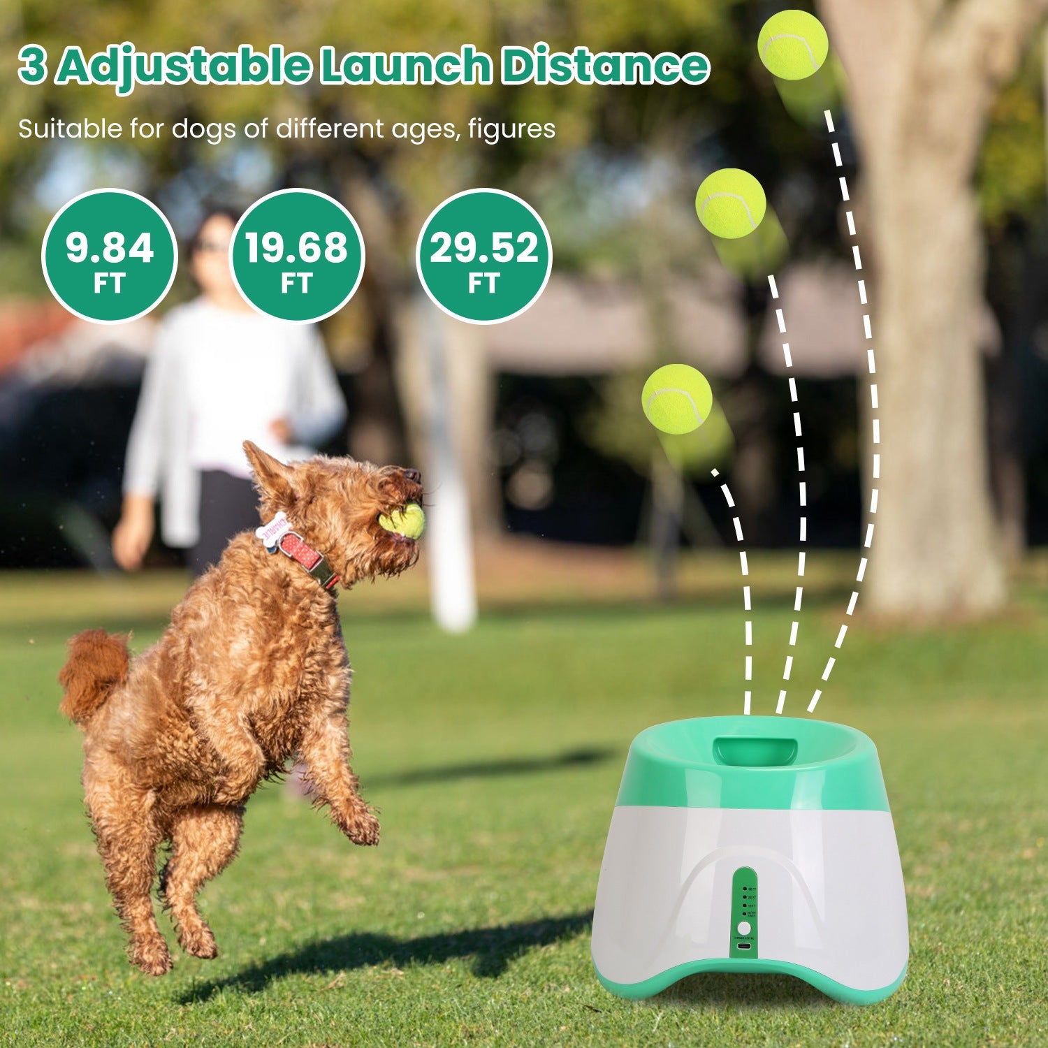 Automatic Dog Ball Launcher + 6 Tennis Balls