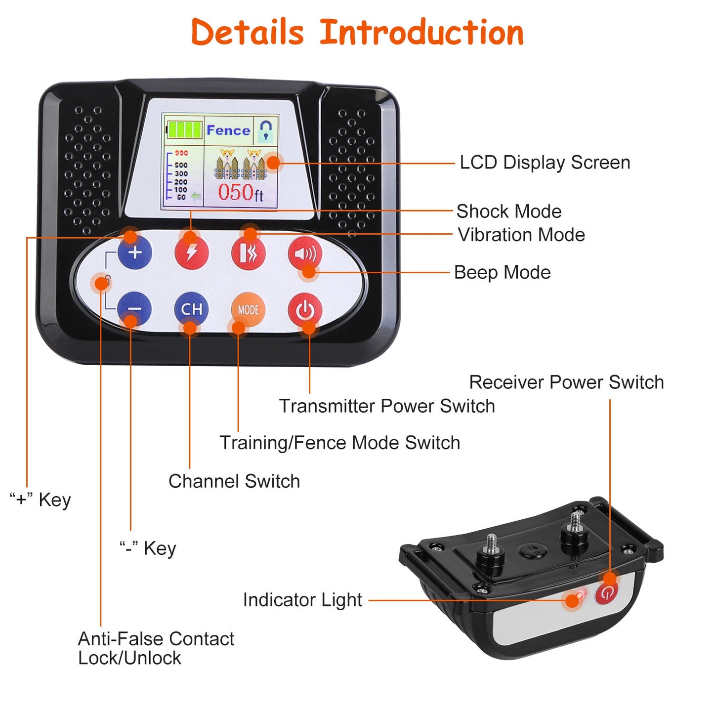 990FT Range Dog Wireless Training Collar
