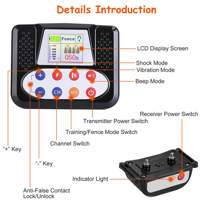 990FT Range Dog Wireless Training Collar