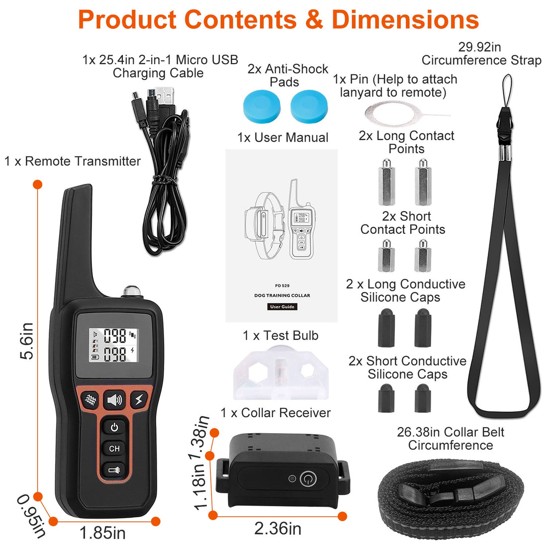 IP67 Waterproof Receiver & 3-Mode Dog Trainer