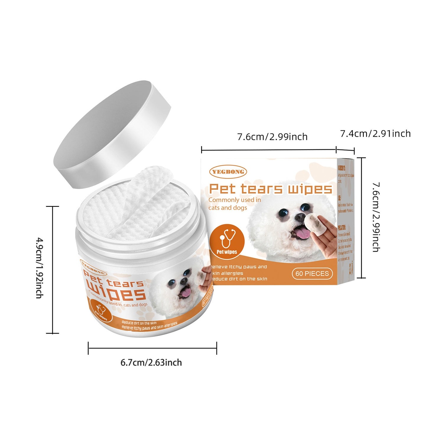 Pet Tear Stains Eye Cotton Wipes