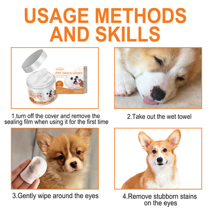 Pet Tear Stains Eye Cotton Wipes