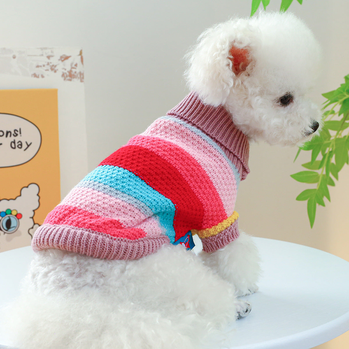 Rainbow Colorful Stripes Pet Sweater