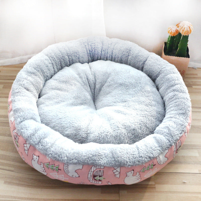 Soft Round Plush Pet Nest Bed