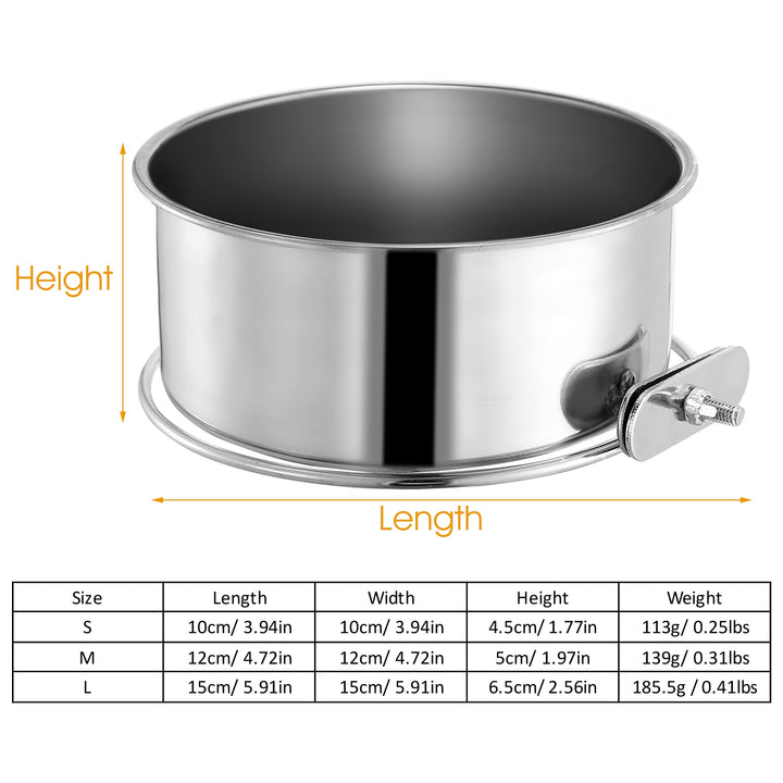Stainless Steel Hanging Pet Bowl with Clamp