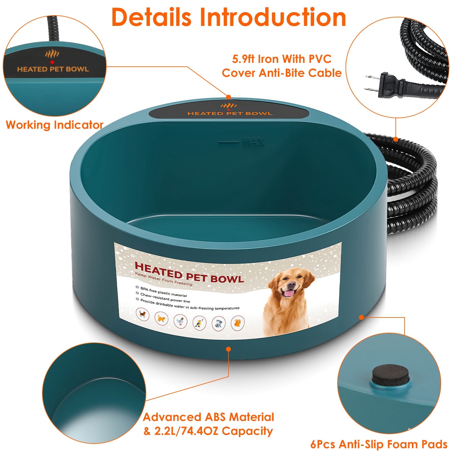 Thermal Dish Heated Water Pet Bowl