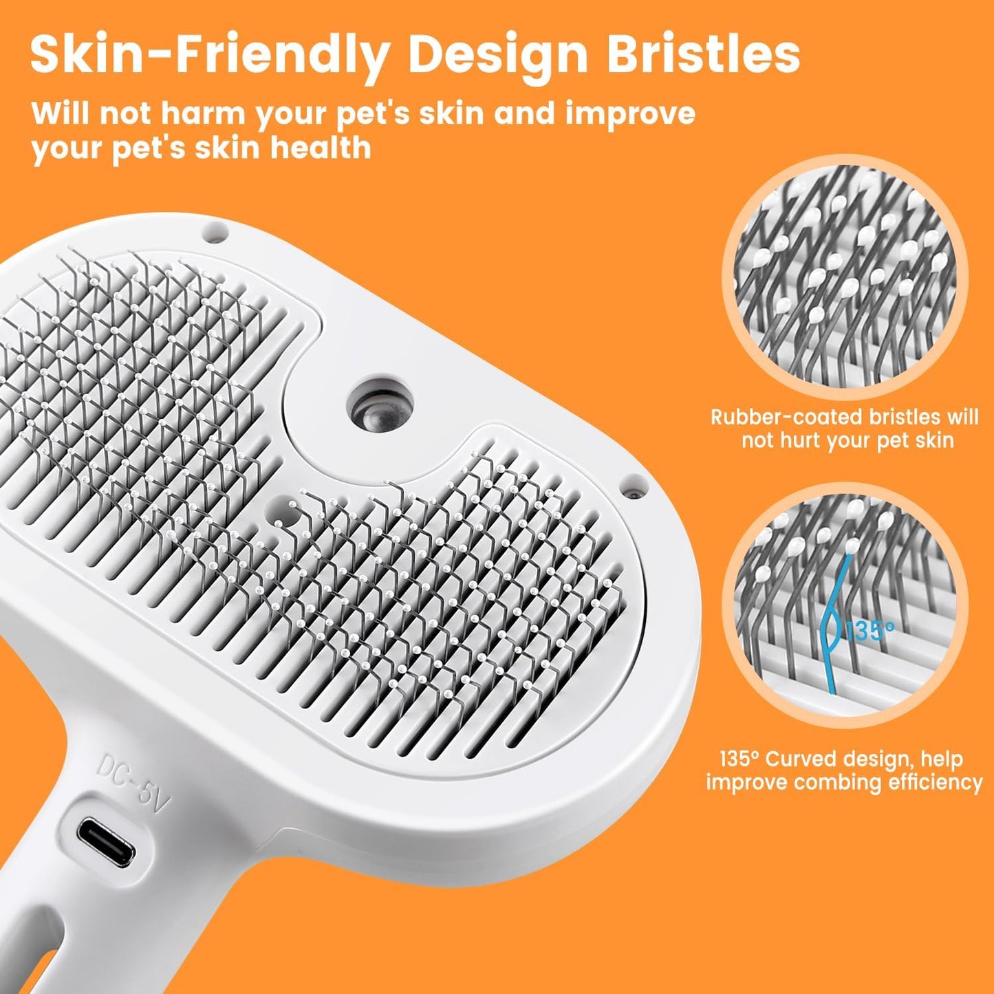 3 In 1 Pet Grooming Steam Brush
