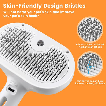 3 In 1 Pet Grooming Steam Brush