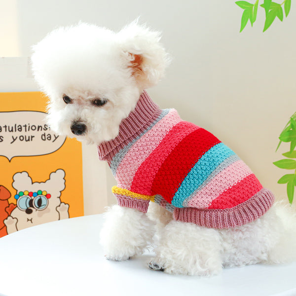 Rainbow Colorful Stripes Pet Sweater