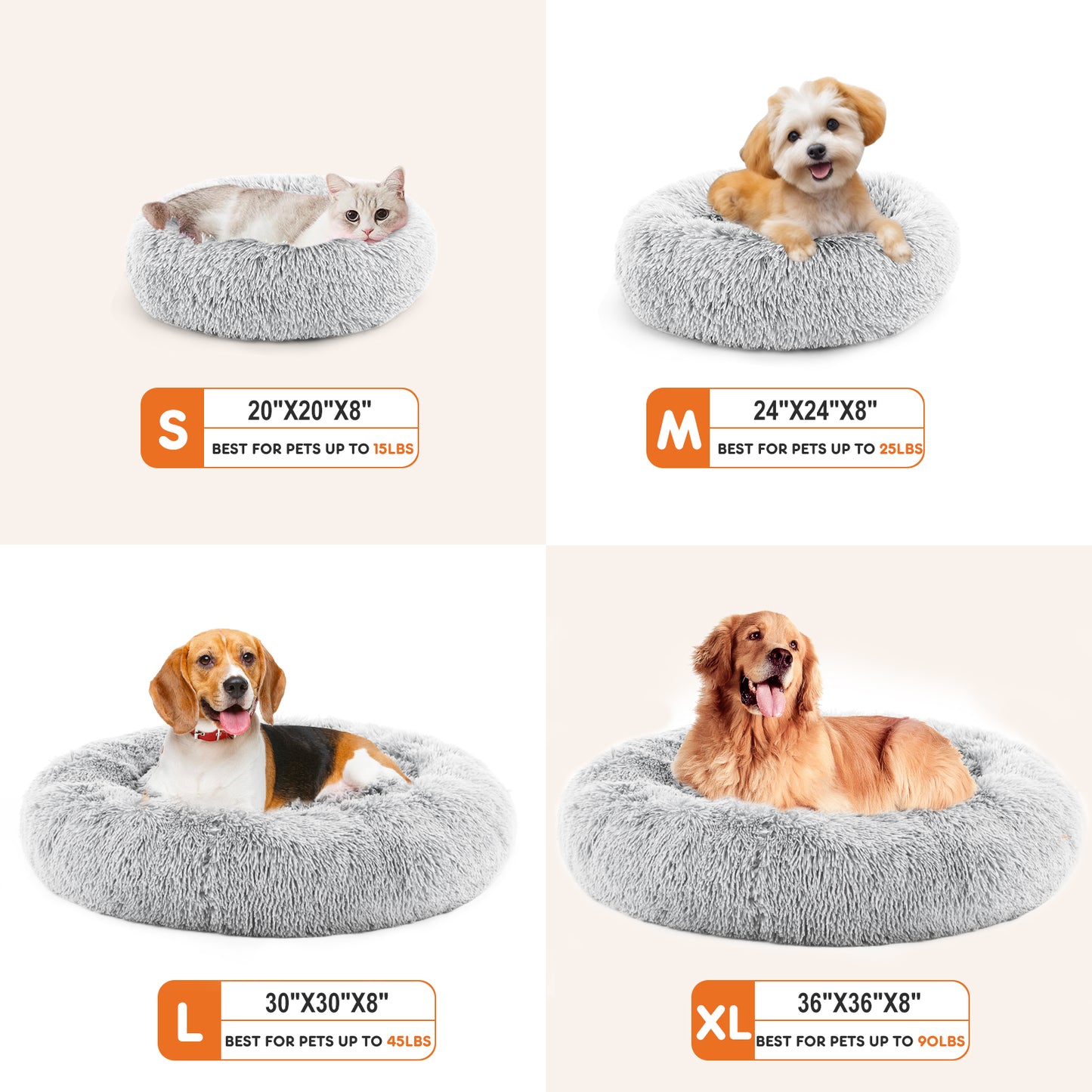 Anti-Slip Round Faux Fur Pet Bed